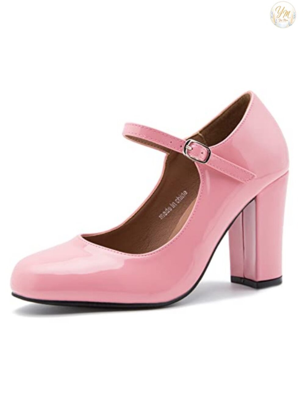 Women's Mary Jane Pumps Block Heel Ankle Strap Buckle Round Toe